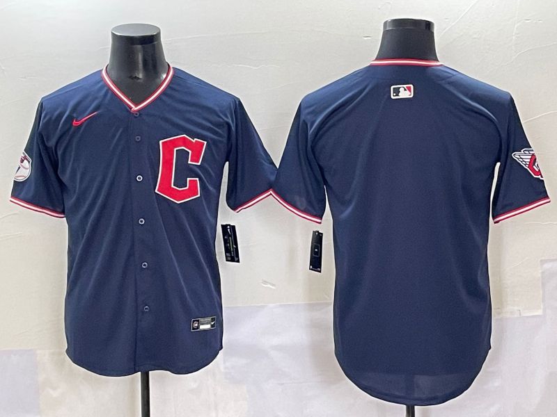 Men 2025 Cleveland Indians Blank Dark Blue Game Nike MLB Jersey style 1->cleveland indians->MLB Jersey